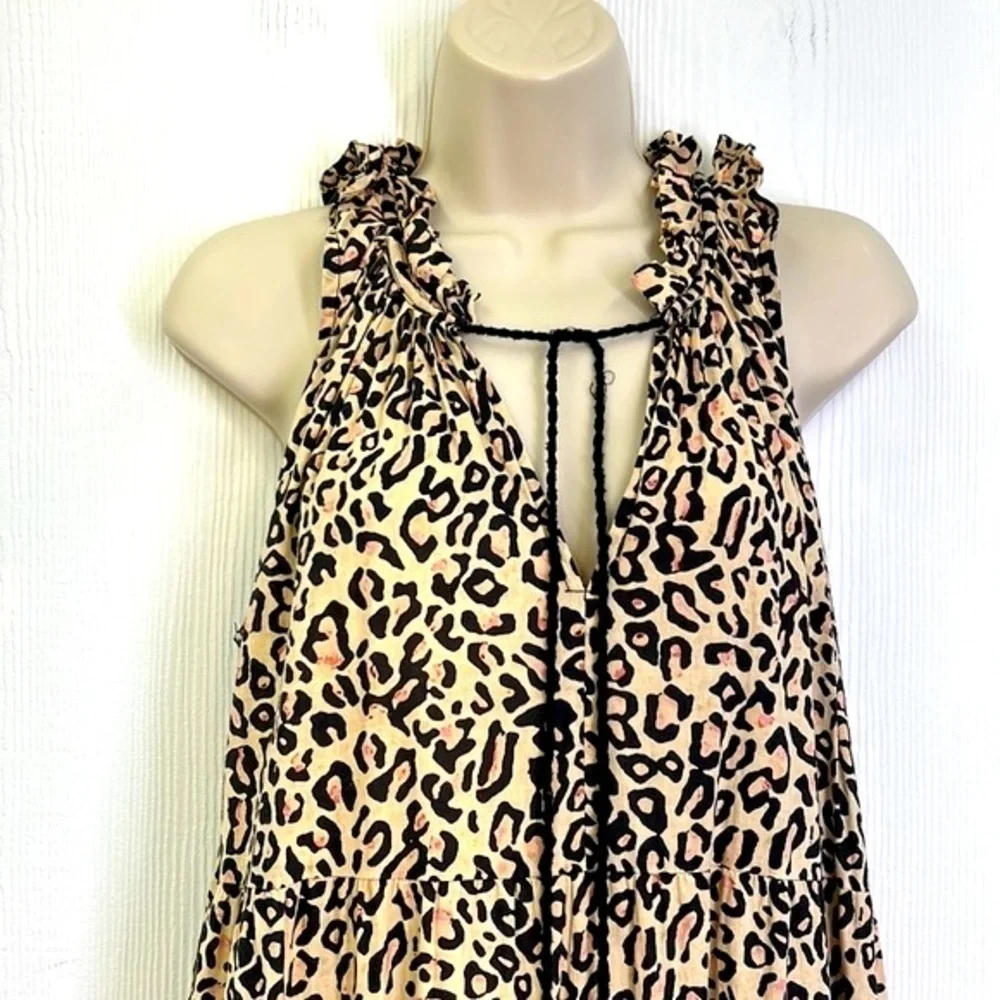 Mudpie - Light Tan And Black Cheetah Sleeveless Maxi Dress Size Small - Picture 3 of 12
